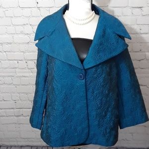 Bandolino teal quilted embroidered jacket